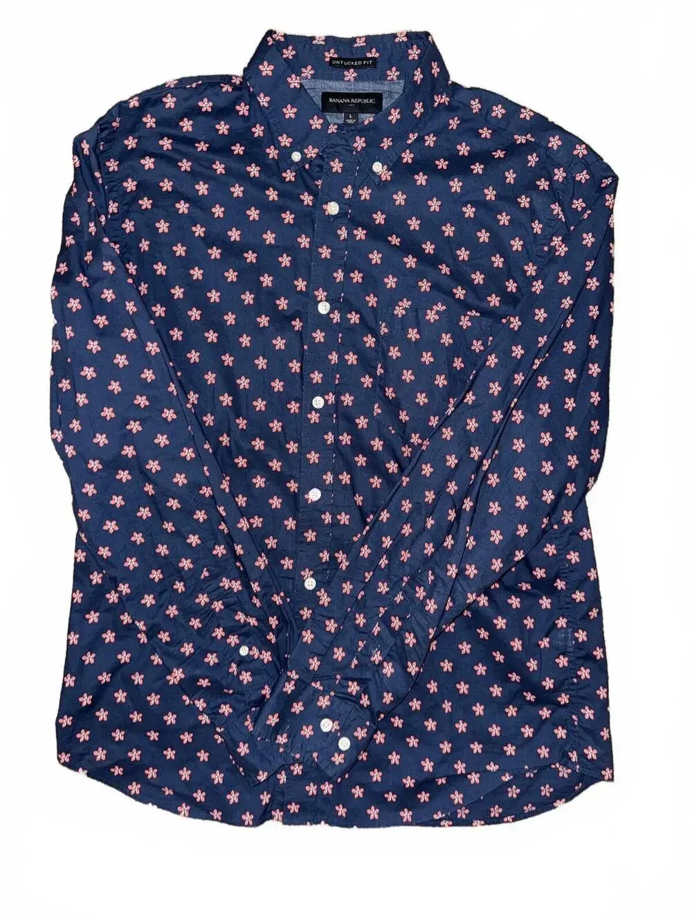 Men’s Lot of 2 Banana Republic Untucked Fit Floral Button Down Shirts Size Large